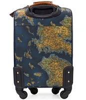 Patricia Nash Vettore Greek Map Patina Coated Linen Canvas 19#double; Spinner Suitcase