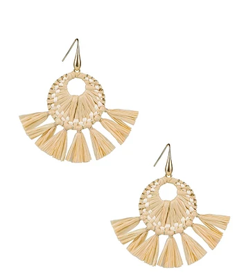 Patricia Nash Raffia Tassel Drop Earrings