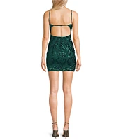 Midnight Doll Pattern Sequin Open Back Dress