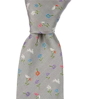 Paul Smith Floral/Rabbits 3.14#double; Woven Silk Tie