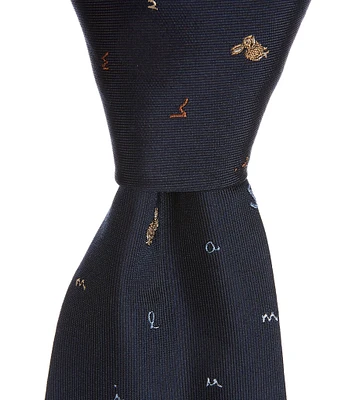 Paul Smith Rabbit Letters 3.14#double; Woven Silk Tie