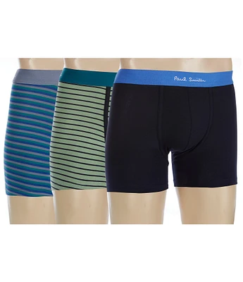 Paul Smith Solid And Stripe 3.5#double; Inseam Boxer Briefs 3-Pack