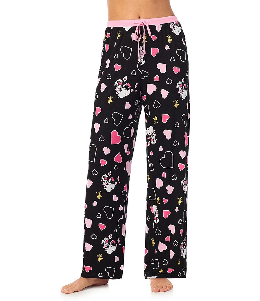 Peanuts Jersey Knit Snoopy Heart Print Coordinating Sleep Pant