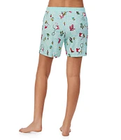 Peanuts Knit Snoopy Bandana Western Print Drawstring Tie Coordinating Sleep Shorts