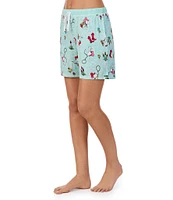 Peanuts Knit Snoopy Bandana Western Print Drawstring Tie Coordinating Sleep Shorts