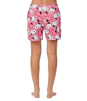 Peanuts Knit Snoopy Print Drawstring Tie Coordinating Sleep Shorts