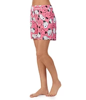 Peanuts Knit Snoopy Print Drawstring Tie Coordinating Sleep Shorts