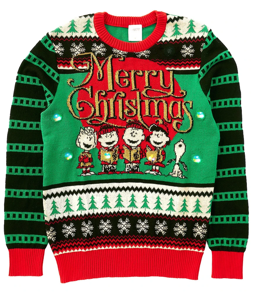 Peanuts Long Sleeve Merry Christmas Peanuts Carolers Sweater