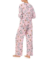 Peanuts Long Sleeve Round Neck Top & Long Pant Sweater Knit Blush Snoopy Print Pajama Set