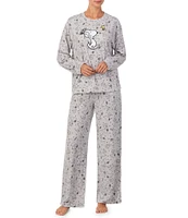 Peanuts Long Sleeve Round Neck Top & Long Pant Sweater Knit Pajama Set