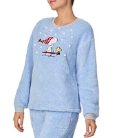 Peanuts Marl Plush Long Sleeve Round Neck Coordinating Holiday Sleep Top