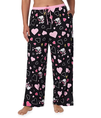 Peanuts Plus Size Jersey Knit Snoopy Heart Print Coordinating Sleep Pant