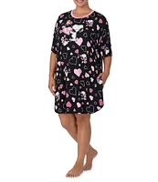 Peanuts Plus Size Snoopy Heart Print Short Sleeve Round Neck Sleepshirt