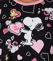 Peanuts Plus Size Snoopy Heart Print Short Sleeve Round Neck Sleepshirt