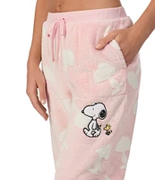 Peanuts Plush Snoopy Toss Drawstring Tie Coordinating Sleep Jogger