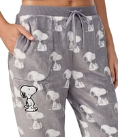 Peanuts Plush Snoopy Toss Drawstring Tie Coordinating Sleep Jogger