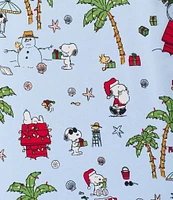 Peanuts Snoopy Beach Holiday Print Long Sleeve Henley & Jogger Cozy Jersey Holiday Pajama Set