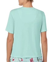 Peanuts Solid Short Sleeve Round Neck Knit Coordinating Sleep Top