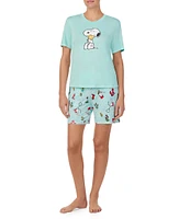 Peanuts Solid Short Sleeve Round Neck Knit Coordinating Sleep Top