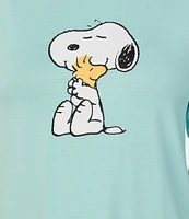 Peanuts Solid Short Sleeve Round Neck Knit Coordinating Sleep Top