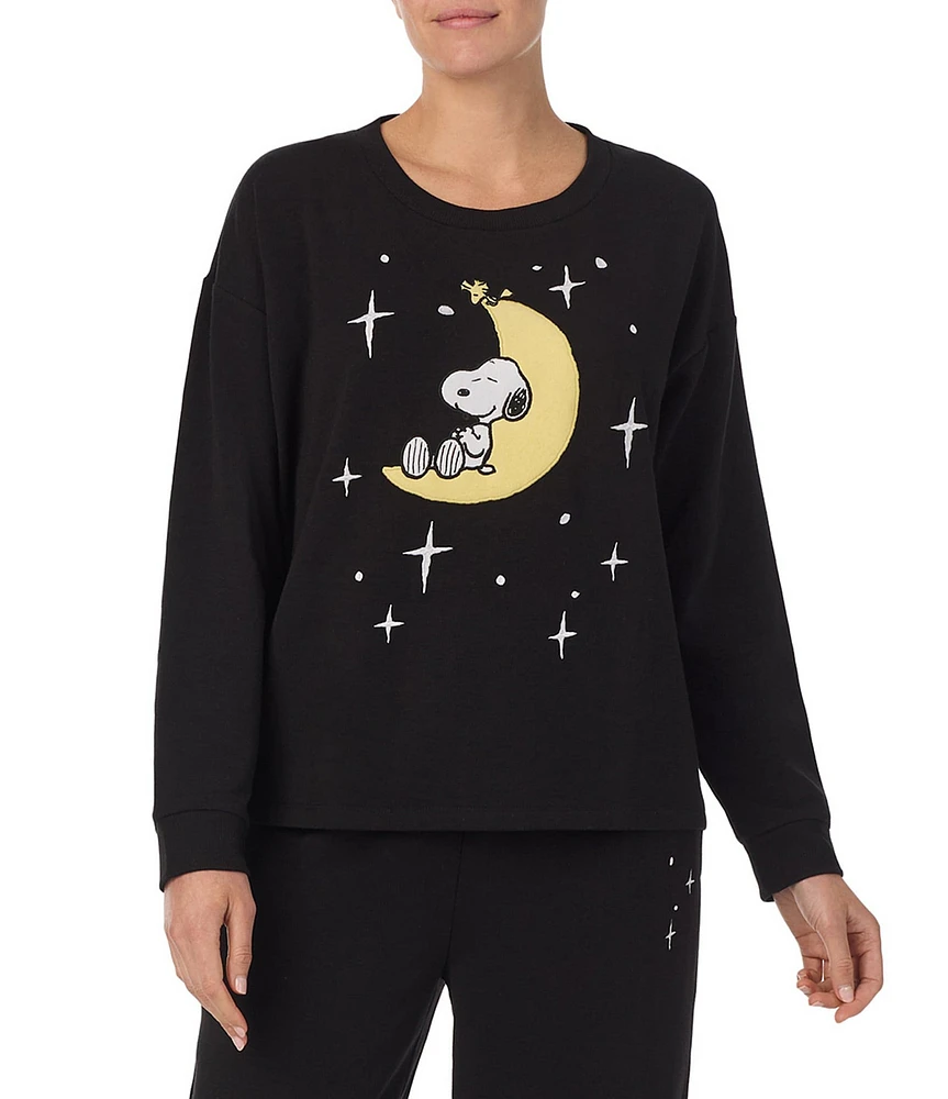 Peanuts Solid Terry Long Sleeve Crew Neck Coordinating Sleep Top