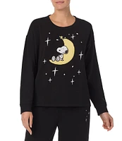 Peanuts Solid Terry Long Sleeve Crew Neck Coordinating Sleep Top