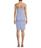 Pear Culture Glitter Mesh Sheath Knee Length Dress