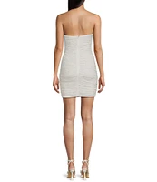 Pear Culture Glitter Pearl Beaded Halter Neck Shirred Dress