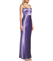 Pear Culture Reversible Printed Floral Satin to Solid Sweetheart Neck Spaghetti Straps Dress