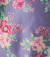 Pear Culture Reversible Printed Floral Satin to Solid Sweetheart Neck Spaghetti Straps Dress