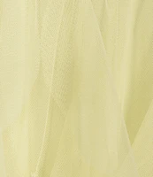 Pear Culture V-Neck Lace-Up Back Mesh Ruffle Dress