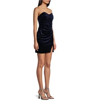 Pear Culture Strapless Sequin Velvet Dress