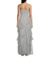 Pear Culture Strapless Tiered Ruffle Long Dress