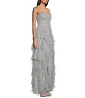 Pear Culture Strapless Tiered Ruffle Long Dress