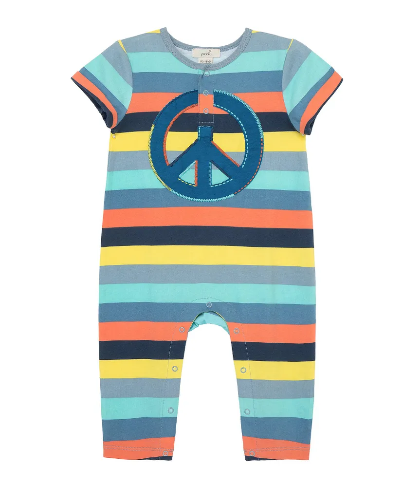 Peek Baby Boys/Girls 6-24 Months Multi Stripe Peace Coverall