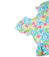 Peek Baby Girls 6-24 Months Short Sleeve Floral Printed Knit Top & Matching Shorts Set