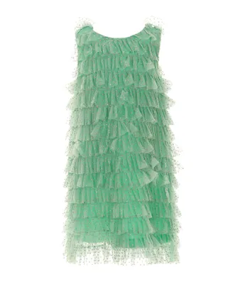 Peek Little Girls 2T-8 Glitter Mesh Ruffle Tank Dress