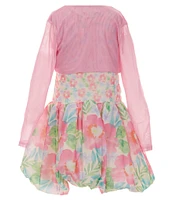 Peek Little/Big Girls 2T-10 Floral Mesh Fit & Flare Dress And Shrug