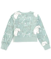 Peek Little/Big Girls 2T-10 Long-Sleeve Cat-Print Pullover Top