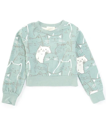 Peek Little/Big Girls 2T-10 Long-Sleeve Cat-Print Pullover Top