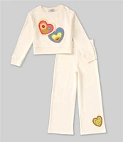 Peek Little/Big Girls 2T-10 Long Sleeve Crocheted-Heart Top & Flare-Leg Pant Set