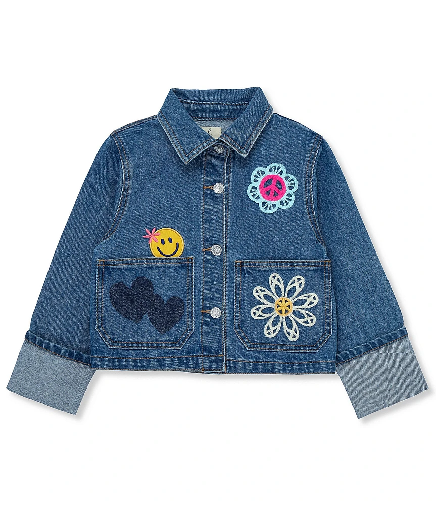 Peek Little/Big Girls 2T-10 Long-Sleeve Embroidered/Appliqued Denim Jacket