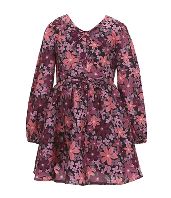 Peek Little/Big Girls 2T-10 Long Sleeve Floral-Printed Fit & Flare Dress