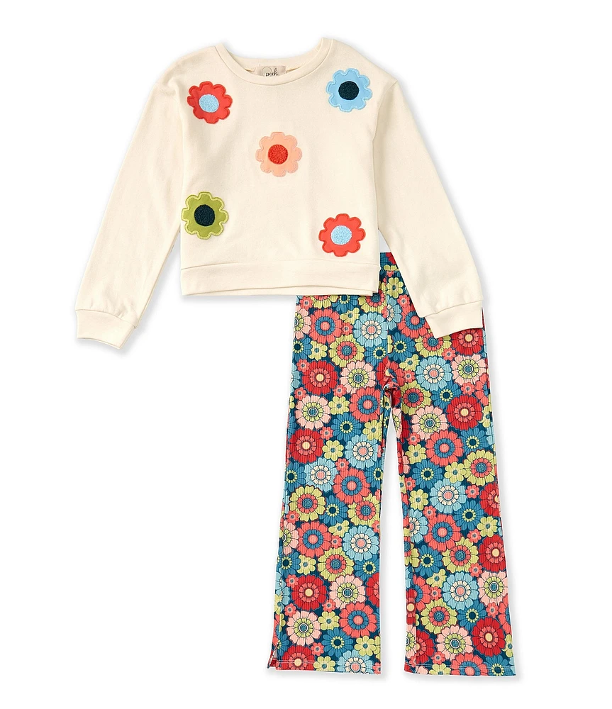 Peek Little/Big Girls 2T-10 Long Sleeve Flower-Motif Sweater & Allover Floral-Printed Pant Set