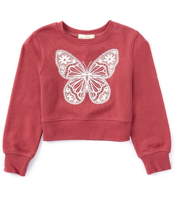 Peek Little/Big Girls 2T-10 Long Sleeve Lace-Butterfly-Design Top