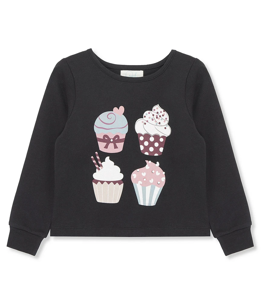 Peek Little/Big Girls 2T-10 Long-Sleeve Rhinestone-Studded Cupcake Screenprint Pullover