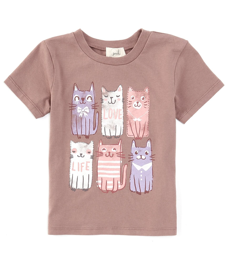 Peek Little/Big Girls 2T-10 Short Sleeve Happy Cat Graphic T-Shirt