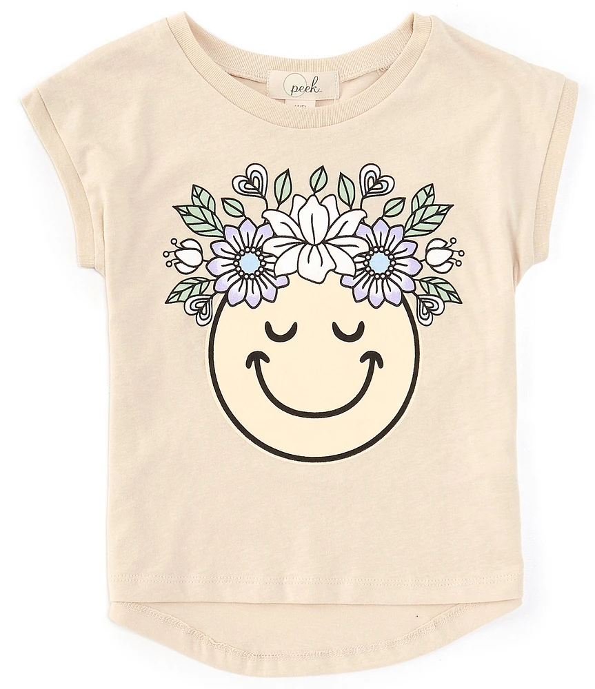 Peek Little/Big Girls 2T-10 Short Sleeve Happy Hippie High-Low-Hem T-Shirt