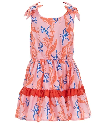 Peek Little/Big Girls 2T-10 Sleeveless Monkey Print Fit-And-Flare Dress