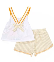 Peek Little/Big Girls 2T-8 Sleeveless Floral-Embroidered Pointed-Hem Tank Top & Striped Shorts Set